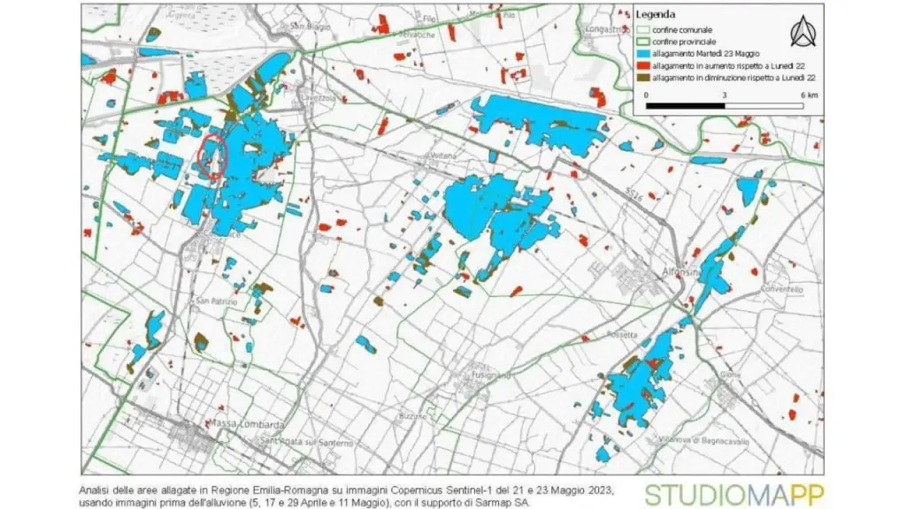 Alluvione del 2023 in Romagna, la mappa degli allagamenti