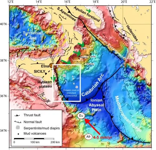 L'area interessata dalla campagna scientifica "Sirene", al largo dello Stretto di Messina