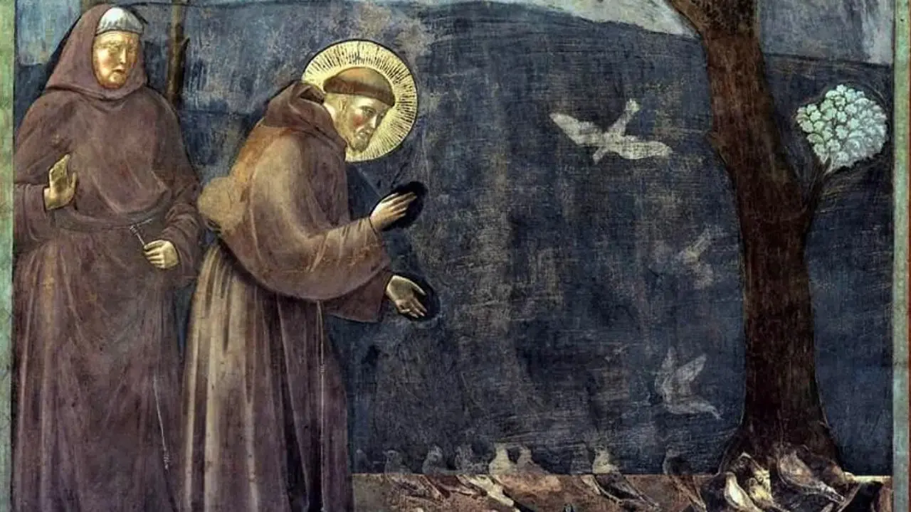 Fra’ Massimo Corallo: «Francesco? Viviamolo al presente»: un dettaglio del dipinto di Giotto "Predica agli uccelli"