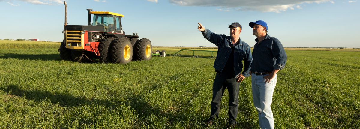 Due agricoltori su un campo