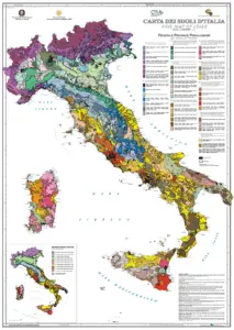 Suolo alla prova del clima, come proteggerlo: L'attuale Carta del suolo agricolo italiano, con proporzione 1:1.000.000
