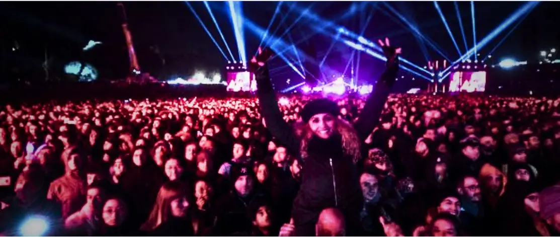 Platea di un concerto all'aperto, nudge e sostenibilità