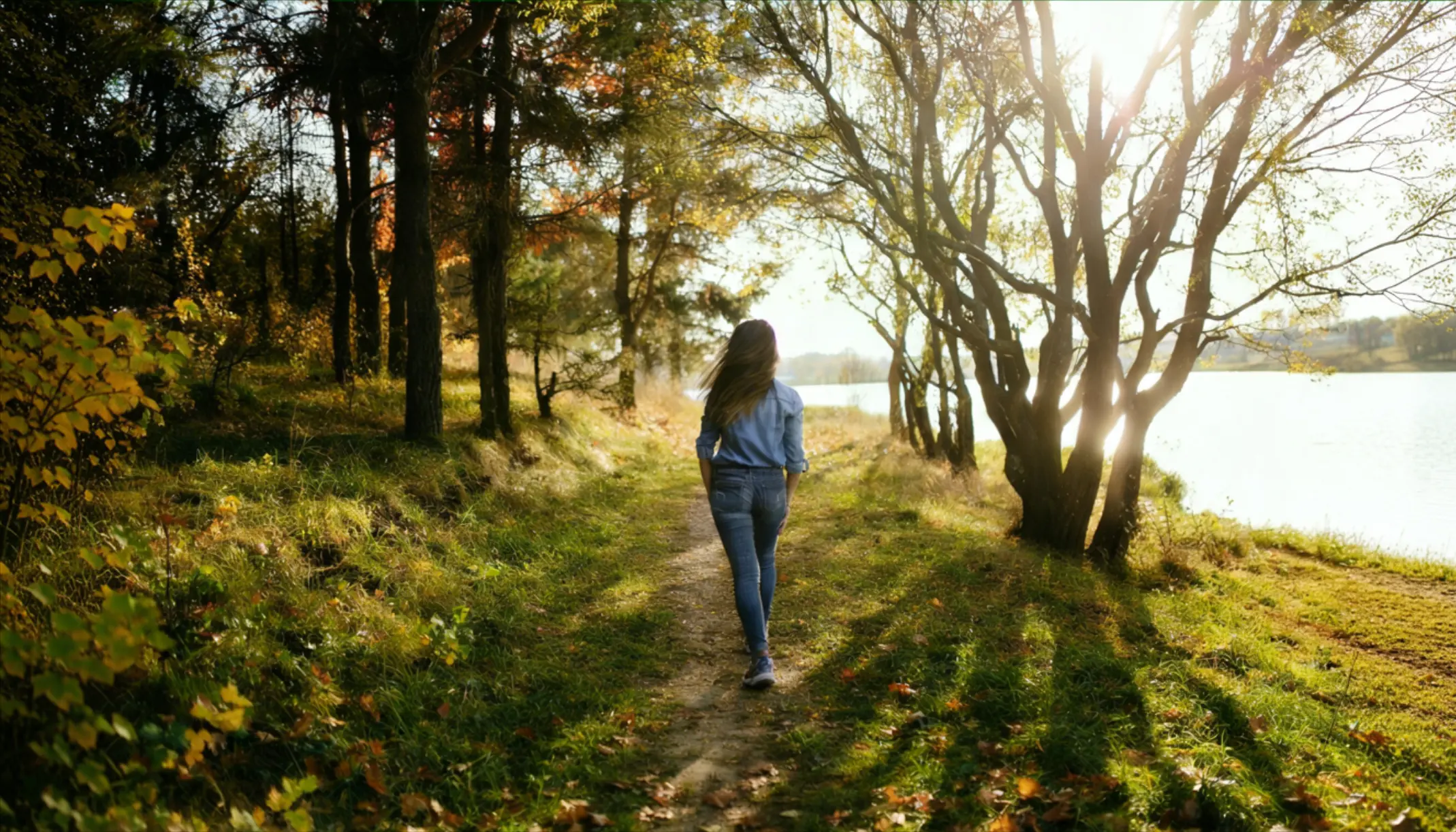 Leggera, come una sneaker: una ragazza passeggia in un bosco di primavera