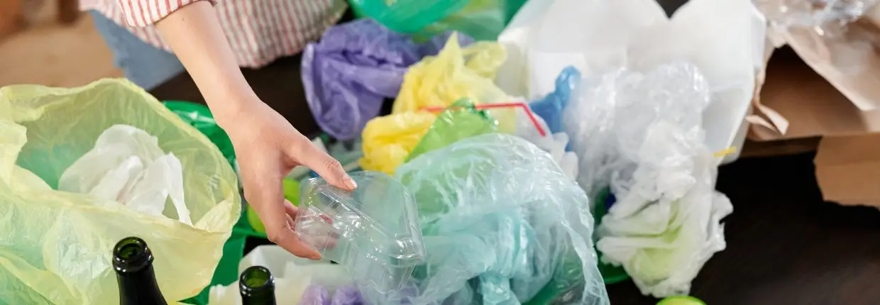 Un cumulo di rifiuti in plastica da differenziare