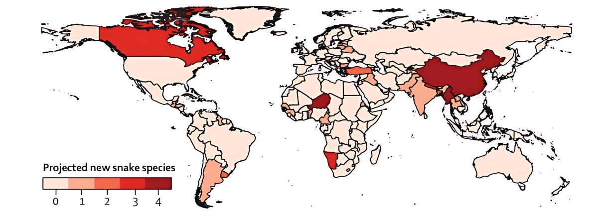 Mappa sulla diffusione globale dei serpenti velenosi