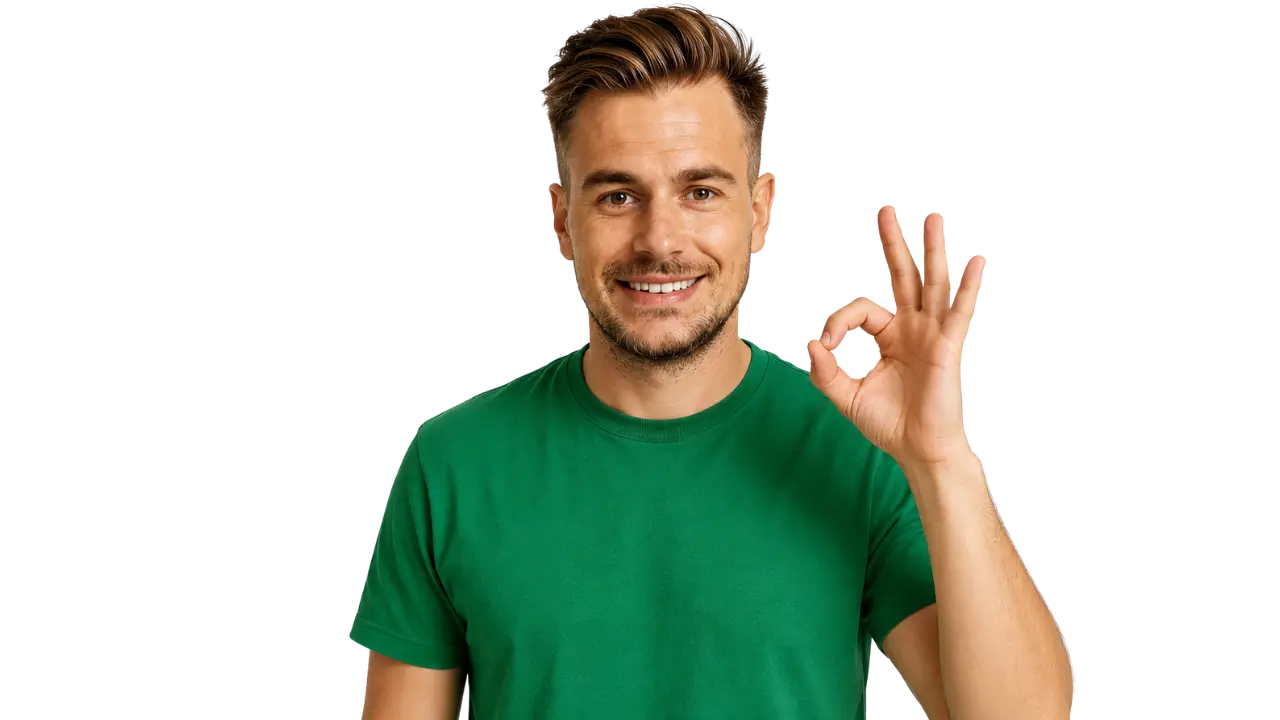 Creazione grafica: un ragazzo fa il gesto di ok