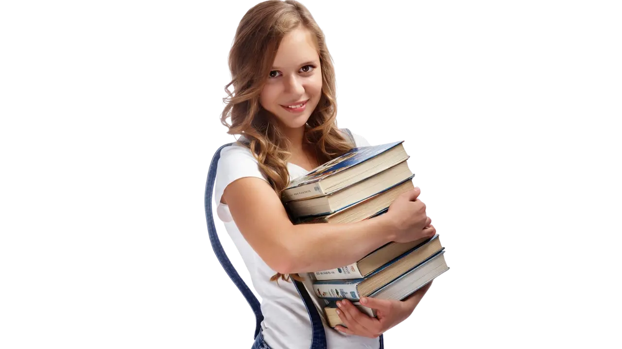 Letizia Palmisano, cosa fare dei vecchi libri scolastici? Una ragazza con una pila di vecchi libri fra le mani